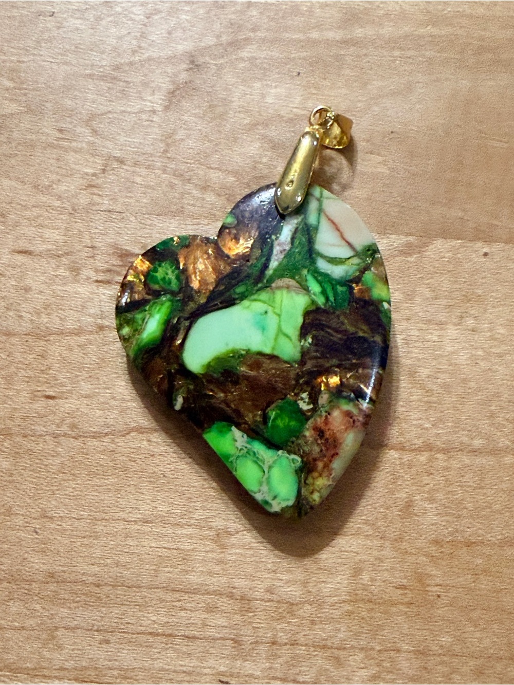 Green& Brown Sea Sediment Jasper Pendant Necklace